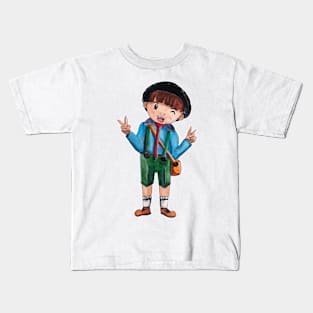 Watercolor - Japanese school boy Kids T-Shirt